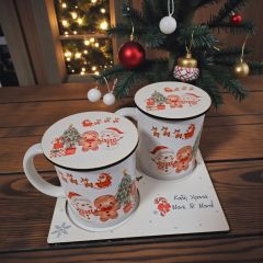 Χριστουγεννιάτικo σετ κούπα δισκάκι σουβέρ με μπισκοτούλη και αφιέρωση
